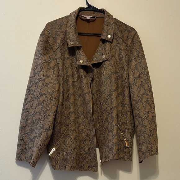 Philosophy Brown Leather Jacket with Textured Finish - Picture 1 of 8